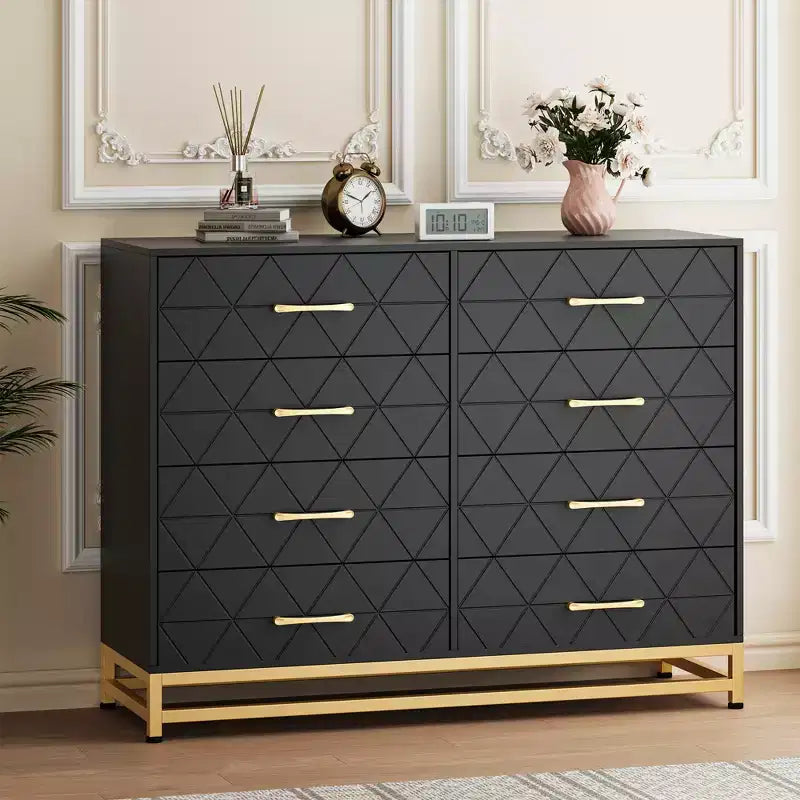 CuisinSmart 8 Drawer Dresser, Chest of Drawers for Bedroom, Metal Handles  and Legs, for Bedroom, Living Room, Entryway, Space Saving