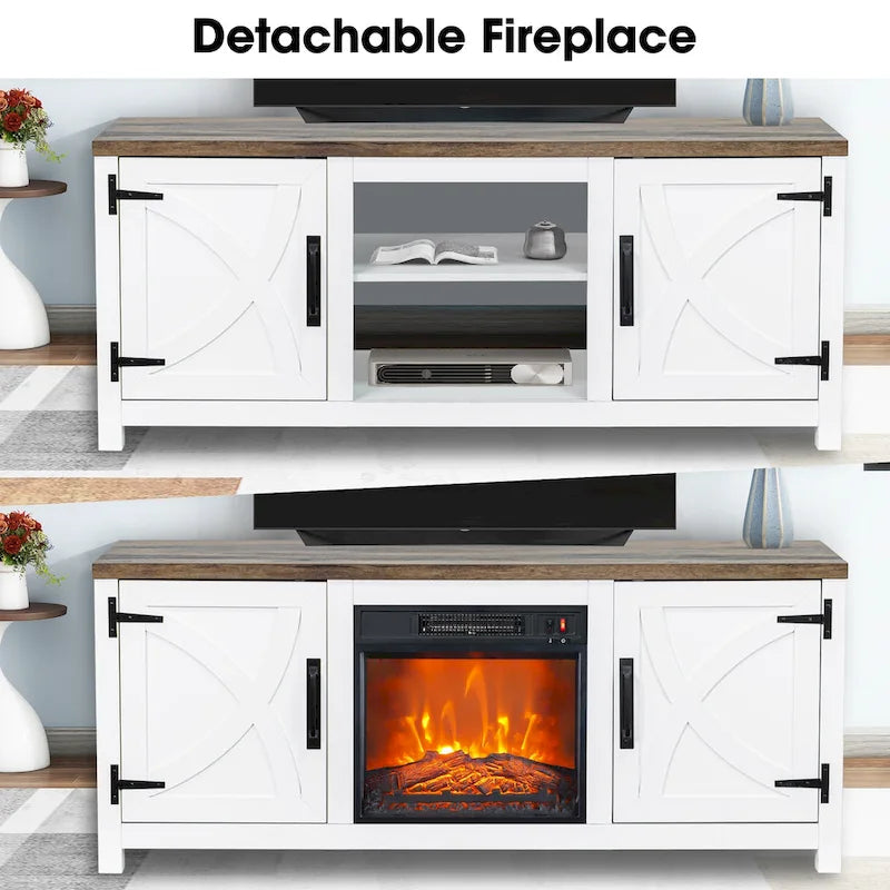 58 Farmhouse Electric Fireplace TV Stands Console Table for TV's up to 65 9