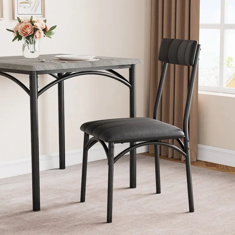 Dining Table Set for 2, Kitchen Table with Upholstered Chairs for 2 3