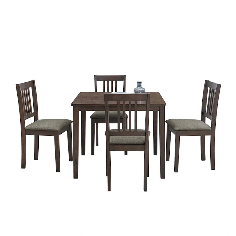 Set Tavolo e Sedie per Colazione in Cucina, Tavolo da Pranzo Quadrato in Legno, Tavolo da Pranzo Casuale con 4 Sedie Imbottite 28