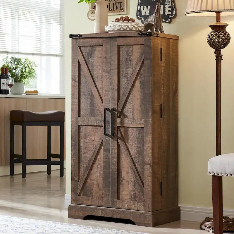 47 Armadietto da Cucina Dispensa, Mobile Contenitore con Ante Scorrevoli Stile Fienile - N/D 31