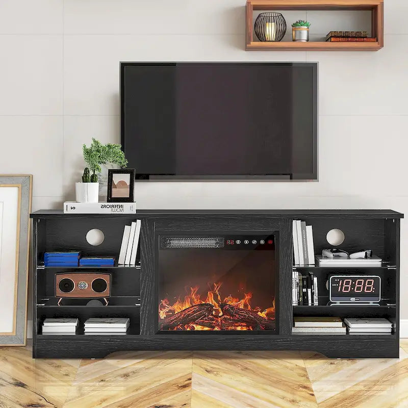 Bossin 58 Fireplace TV Stand with 18 Electric Fireplace,Modern Entertainment Center for 65 TVs,TV Console 30