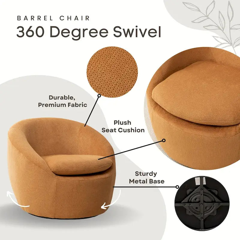 Swivel Barrel Chair - 360° Rotation - Boucle Fabric 31