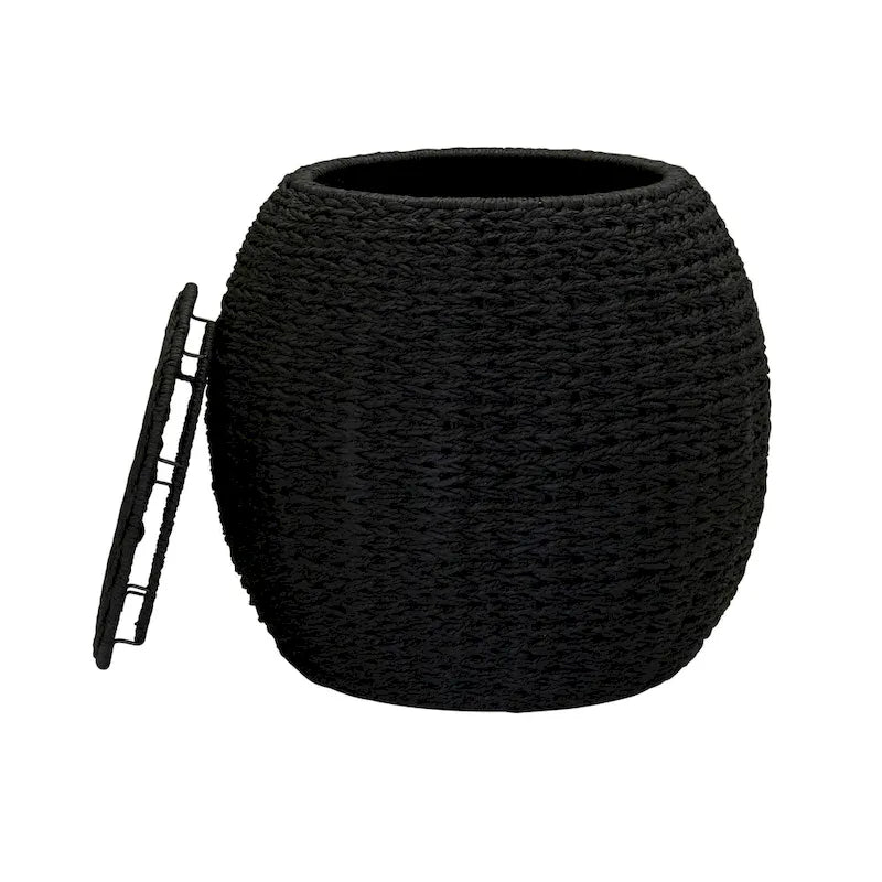 Household Essentials Handwoven Barrel Wicker Storage Basket Side Table - 17.0L x 17.0W x 19.0H 35