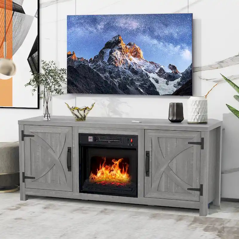 58 Farmhouse Electric Fireplace TV Stands Console Table for TV's up to 65 4
