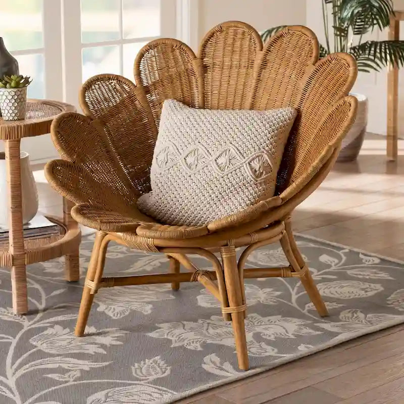 Blossom Bohemian Honey Rattan Accent Flower Chair 10