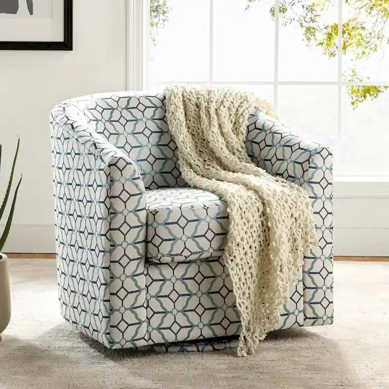Cuenca Modern Upholstered Barrel Chair with Swivel Base 10