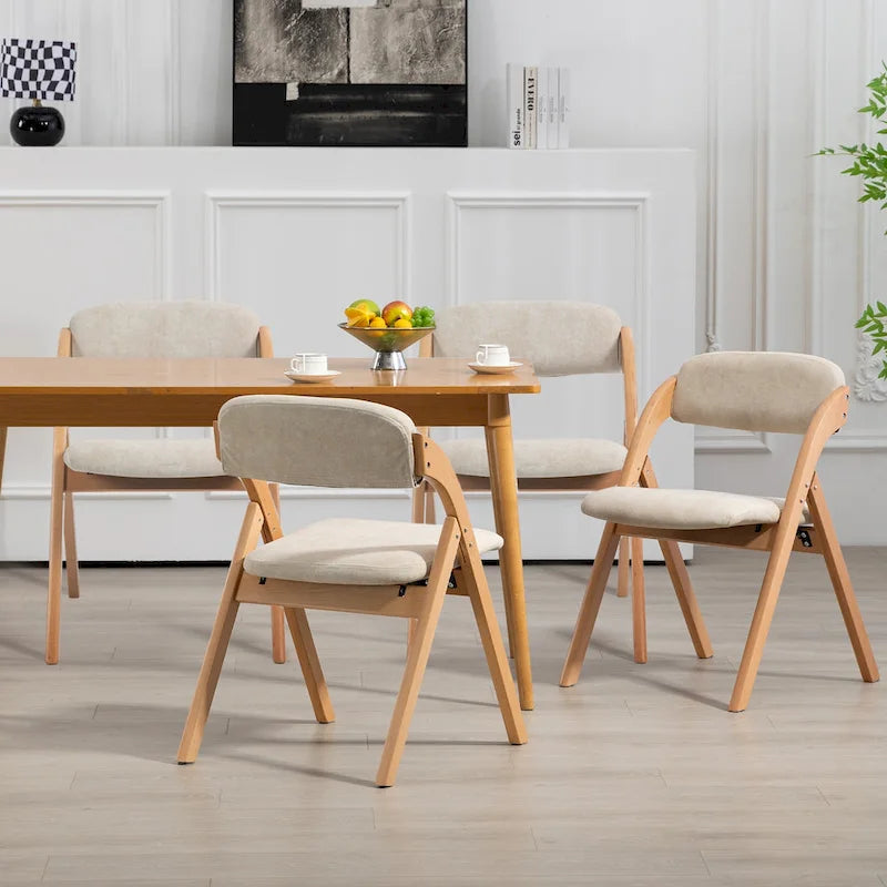 Wooden Stackable Dining Folding Chairs with Padded Seats(Set of 4) 5