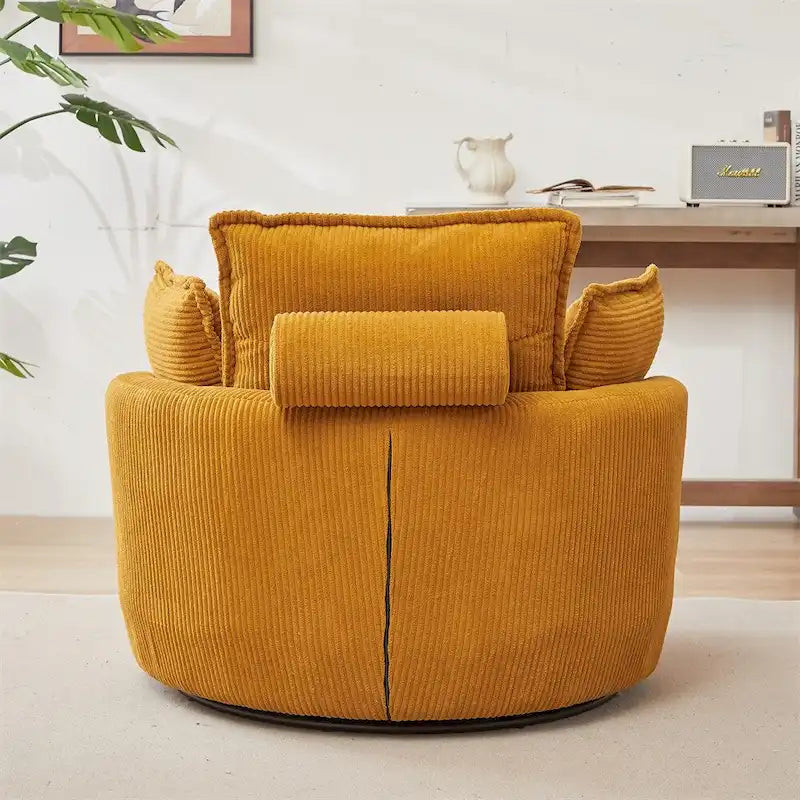 Oversized Swivel Chair with Moon Storage Ottoman with 4 Pillows 14