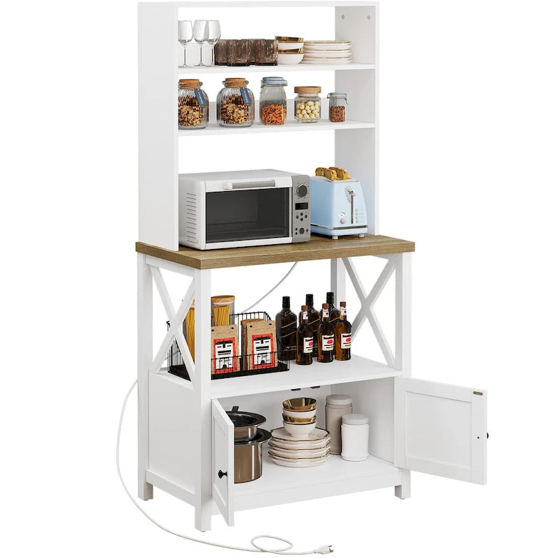 Moasis 5 Tier Kitchen Bakers Rack with Storage Shelves Microwave Oven Stand Kitchen Shelf Organizer 21