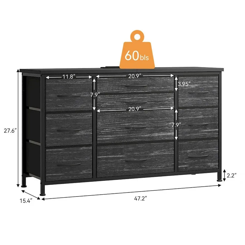 Bedroom Dresser with 10 Large Drawers for 55 Long TV Stand - 55 inches 3
