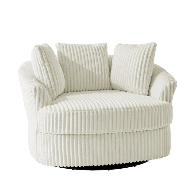DREAMSIDEA 2 Set Recessed Arm Slipcovered Swivel Barrel Chair 30
