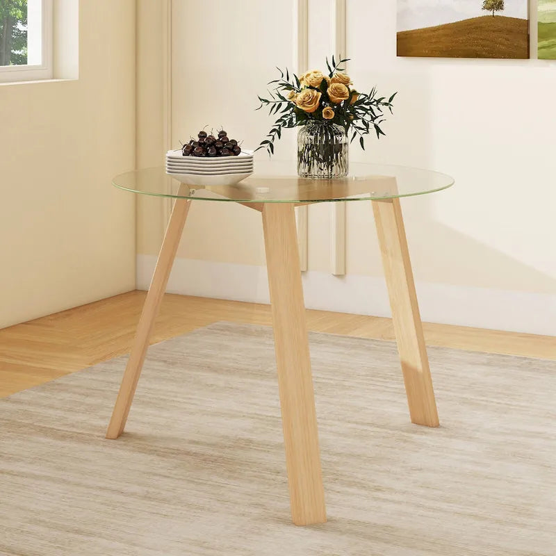 Costway 36 Round Glass Dining Table for 4 with Tempered Glass - See Details 5