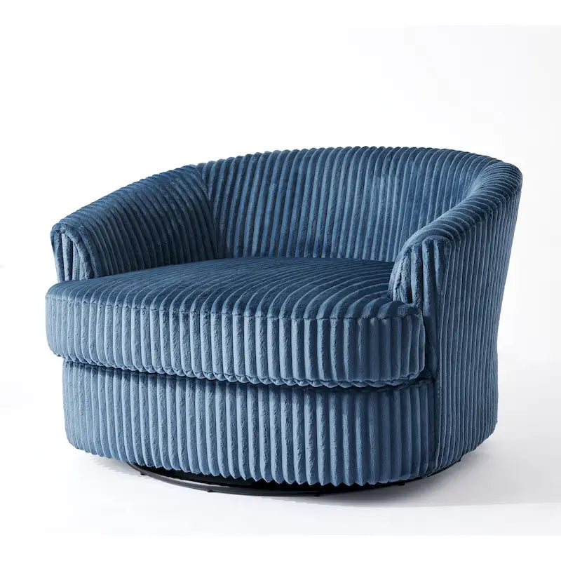 Oversized 43 W Plush Corduroy Recessed Arm Swivel Barrel Chair 20