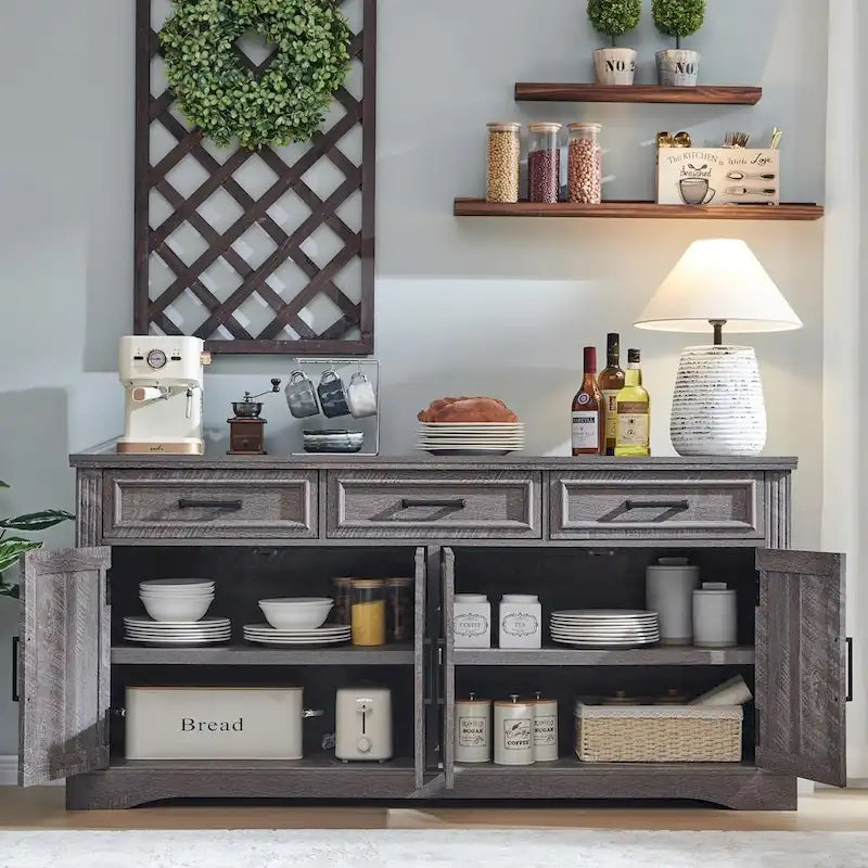 Farmhouse Buffet Sideboard Cabinet,Coffee Bar Wine Bar for Dining Room - N/A 15