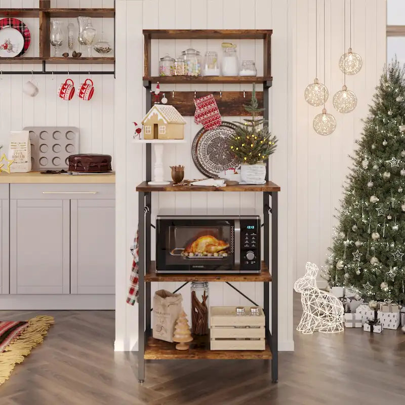 Scaffale da cucina per fornaio da 60 pollici con credenza 8 ganci laterali 32