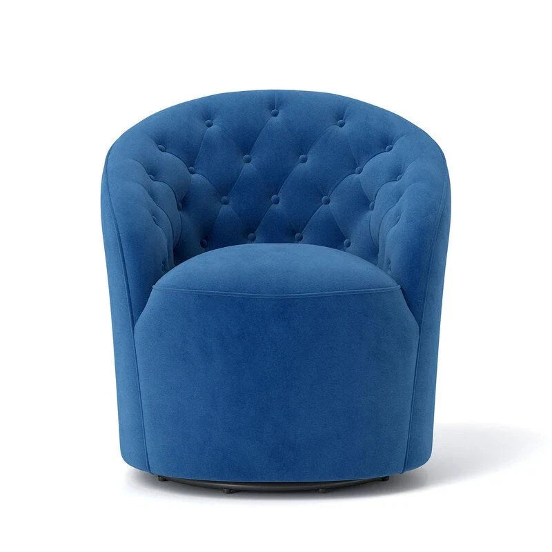 Velvet Upholstered 360 Degree Swivel Barrel Chair with Button Tufted Back 19