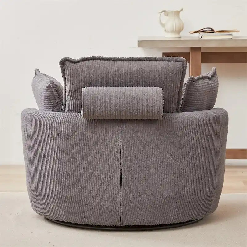 Oversized Swivel Chair with Moon Storage Ottoman with 4 Pillows 20