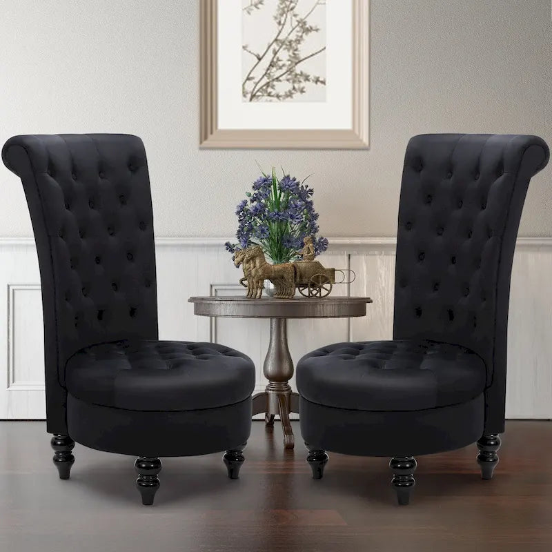 AVAWING Set of 2 Throne Royal Chair Thick Padding and Rubberwood Legs 4