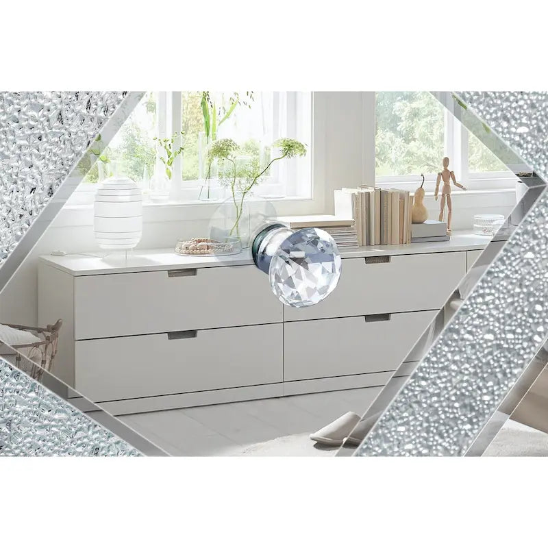 59 TV Stand with Diamond-Shaped Mirror Doors and Storage for TVs Up to 65 10