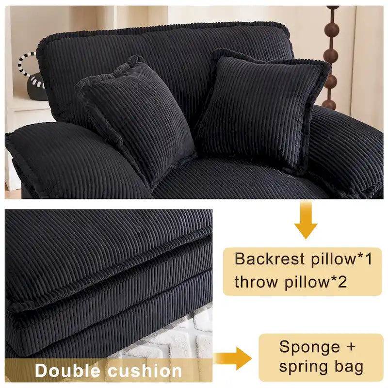 56.9 W Poltrona Oversize con Pouf, Poltrona da Lettura per Camera da Letto, Divano Letto Pigro, Poltrona Reclinabile Singola Moderna Oversize 19