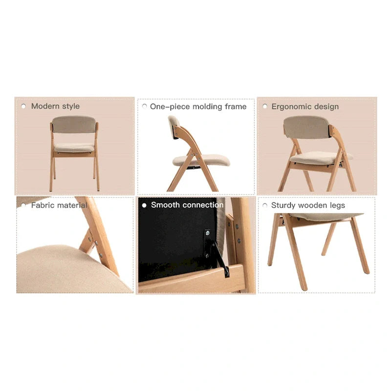 Wooden Stackable Dining Folding Chairs with Padded Seats(Set of 4) 10