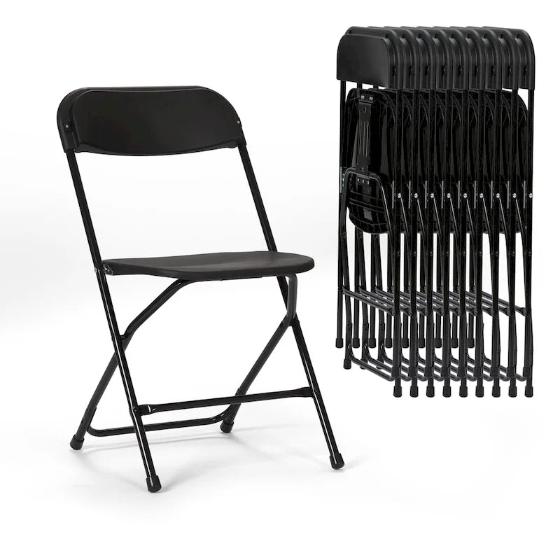 10 Pack Plastic Folding Chair 350lb. Capacity for Events Office Wedding Party Picnic Kitchen Dining 11