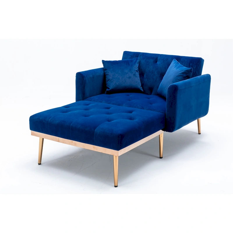 Velvet Upholstered Tufted Living Room Sleeper Sofa Chair With Rose Golden feet 43