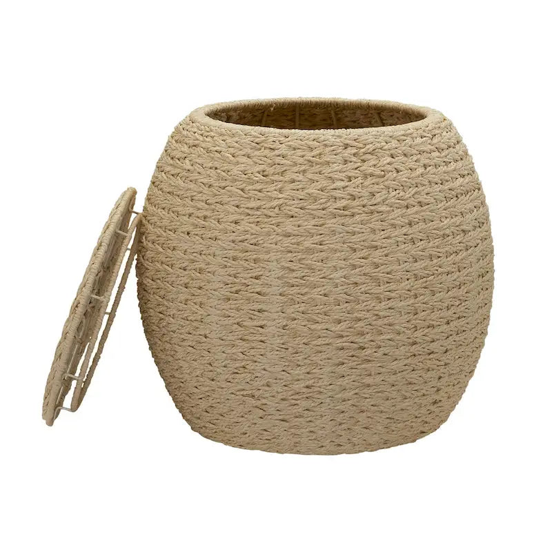 Household Essentials Handwoven Barrel Wicker Storage Basket Side Table - 17.0L x 17.0W x 19.0H 25