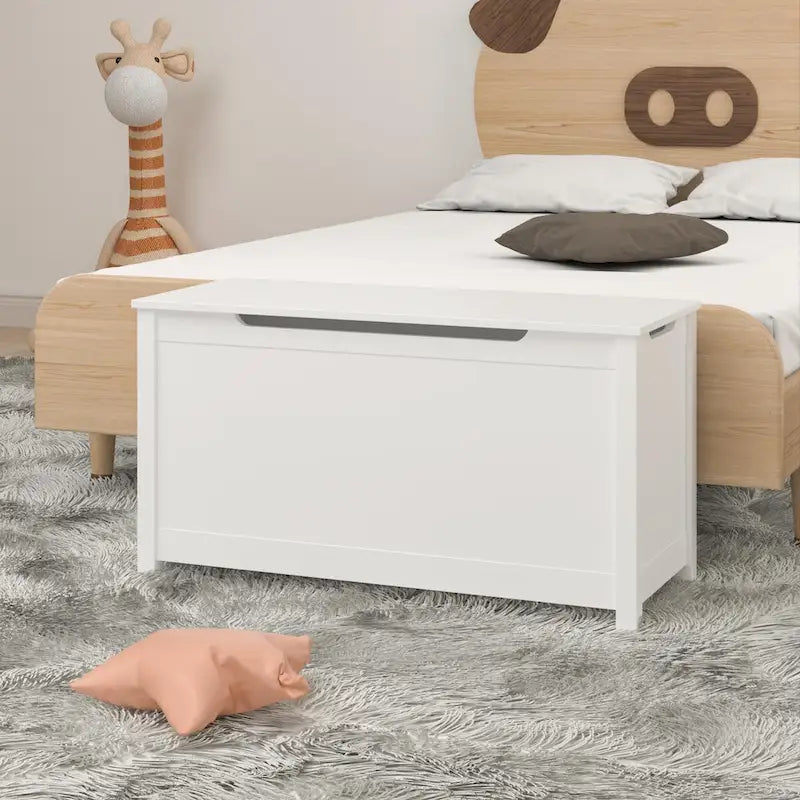 Kids Wooden Toy Box Storage with Safety Hinged Lid for Ages 3+ 15