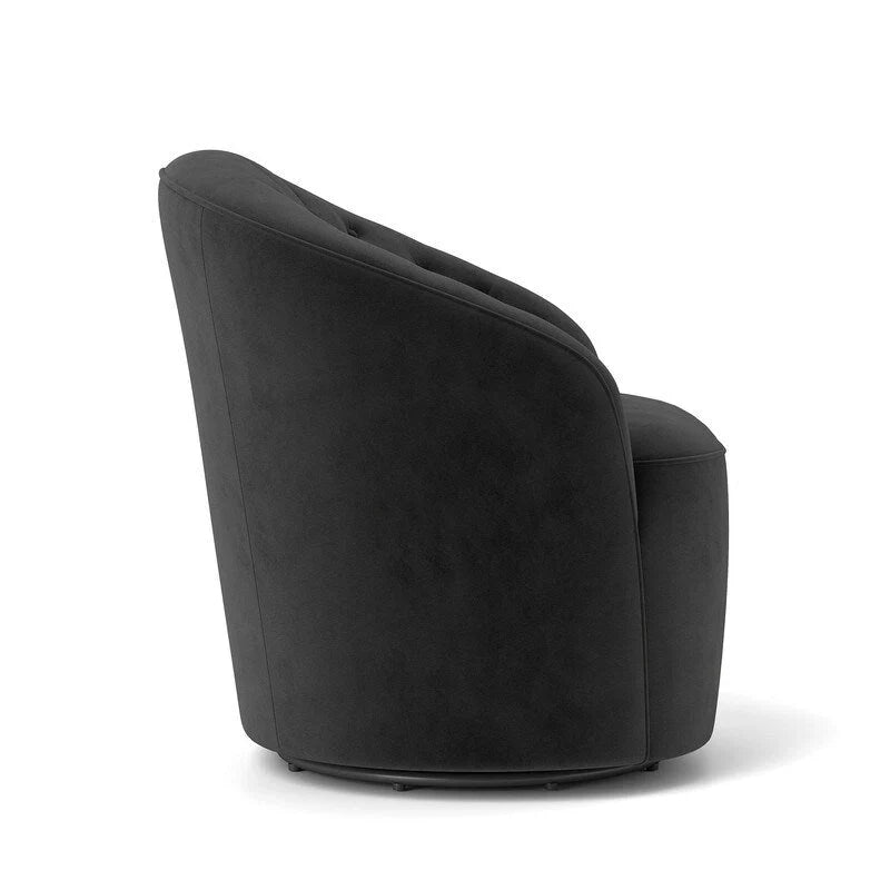 Velvet Upholstered 360 Degree Swivel Barrel Chair with Button Tufted Back 30
