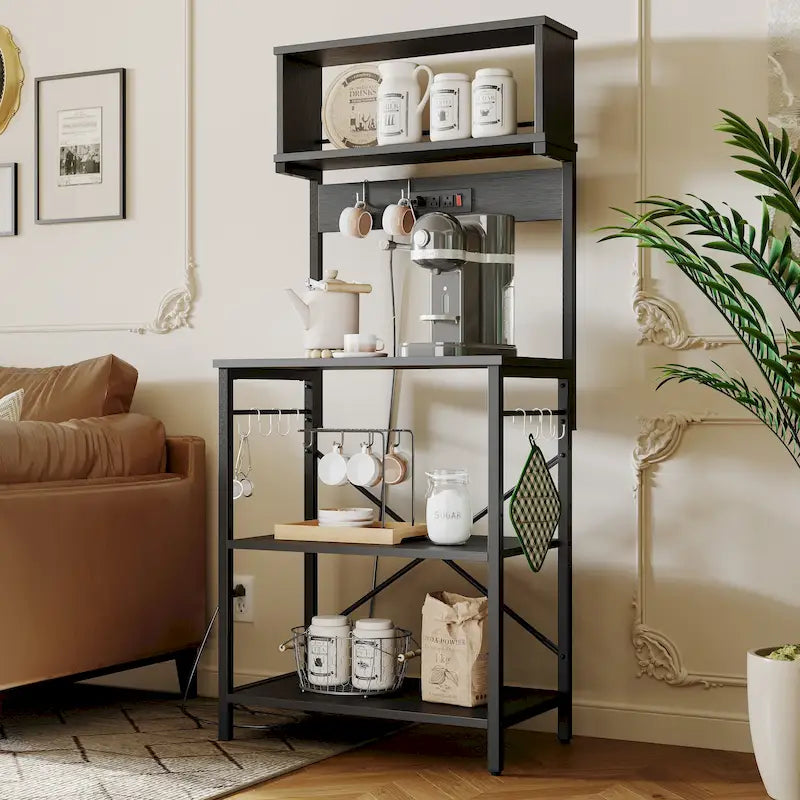 Scaffale da cucina per fornaio da 60 pollici con credenza 8 ganci laterali 19