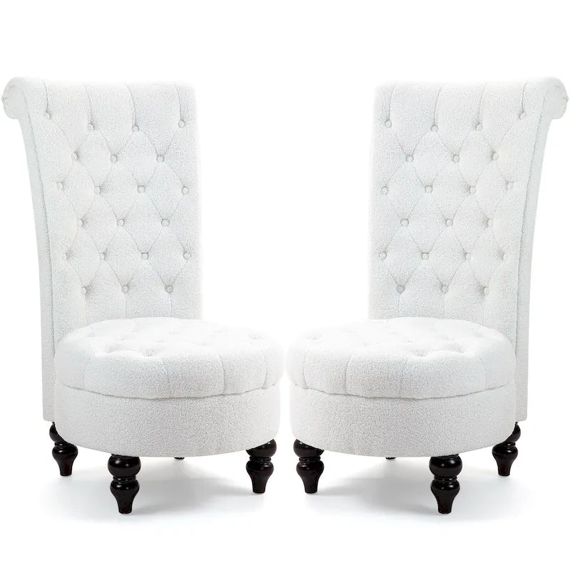 AVAWING Set of 2 Throne Royal Chair Thick Padding and Rubberwood Legs 20
