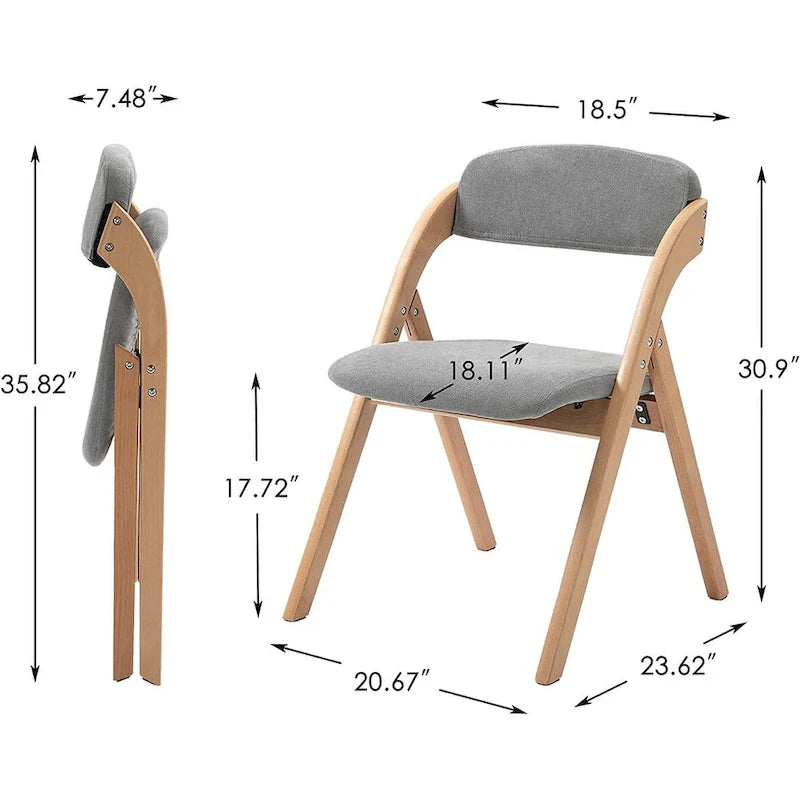 Wooden Stackable Dining Folding Chairs with Padded Seats(Set of 4) 15