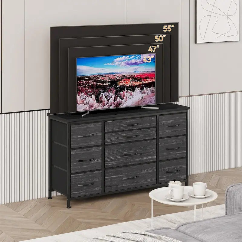 Bedroom Dresser with 10 Large Drawers for 55 Long TV Stand - 55 inches 9