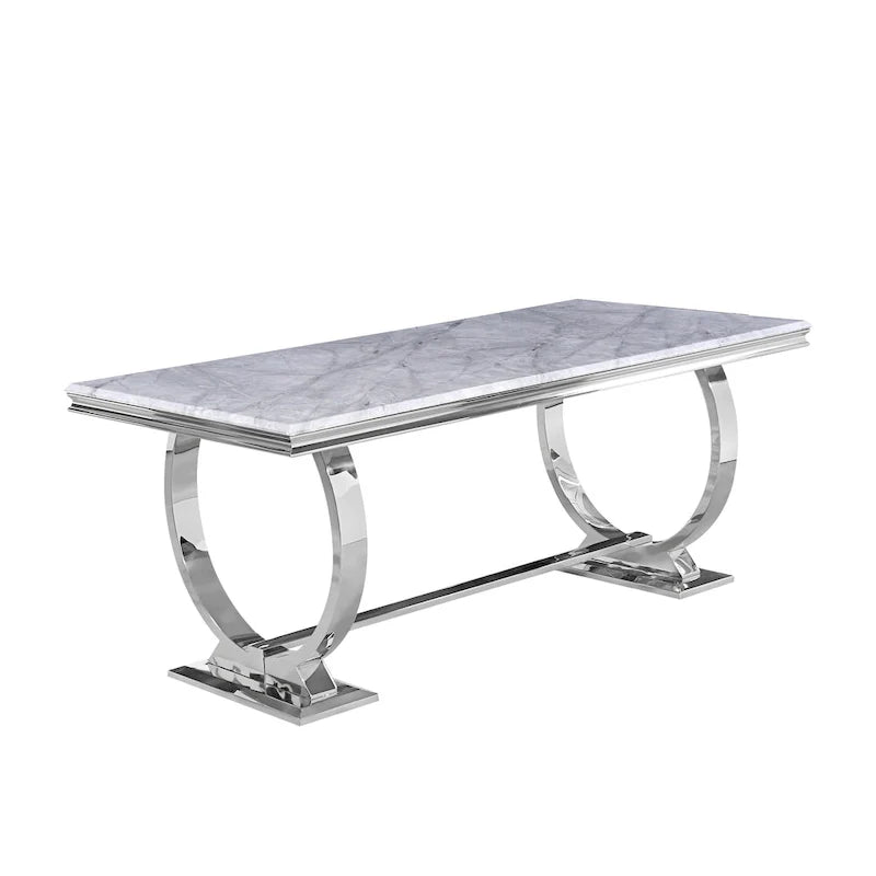 Modern Dining Room Table with Stainless Steel Metal U-Base 3