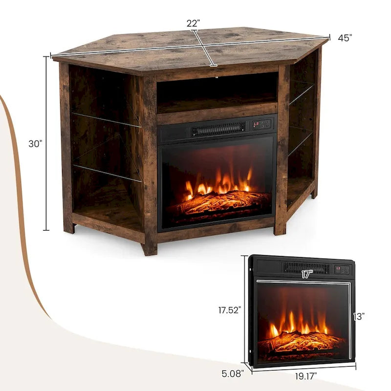 Costway Fireplace TV Stand w/ Led Lights & 18  Electric Fireplace for - See Details 19