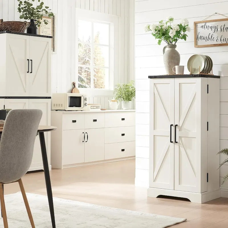 47 Armadietto da Cucina Dispensa, Mobile Contenitore con Ante Scorrevoli Stile Fienile - N/D 5