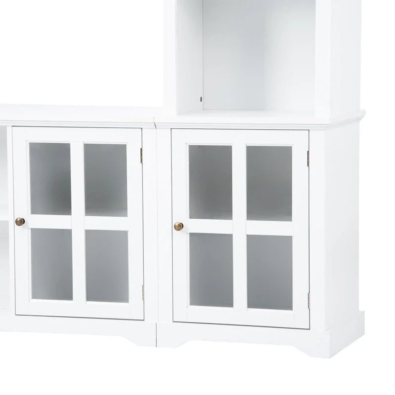 Entertainment Wall Unit with Bridge, Tempered Glass Doors for TVs Up to 70 15