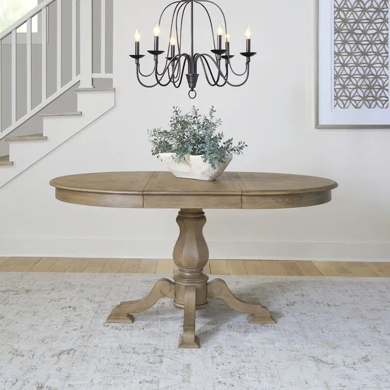 Magnolia Manor Round Pedestal Dining Table with Expandable Leaves - 2 Finishes 4