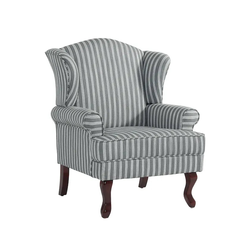 2 Set Traditional Wingback Accent Chairs Upholstered Armchair 3