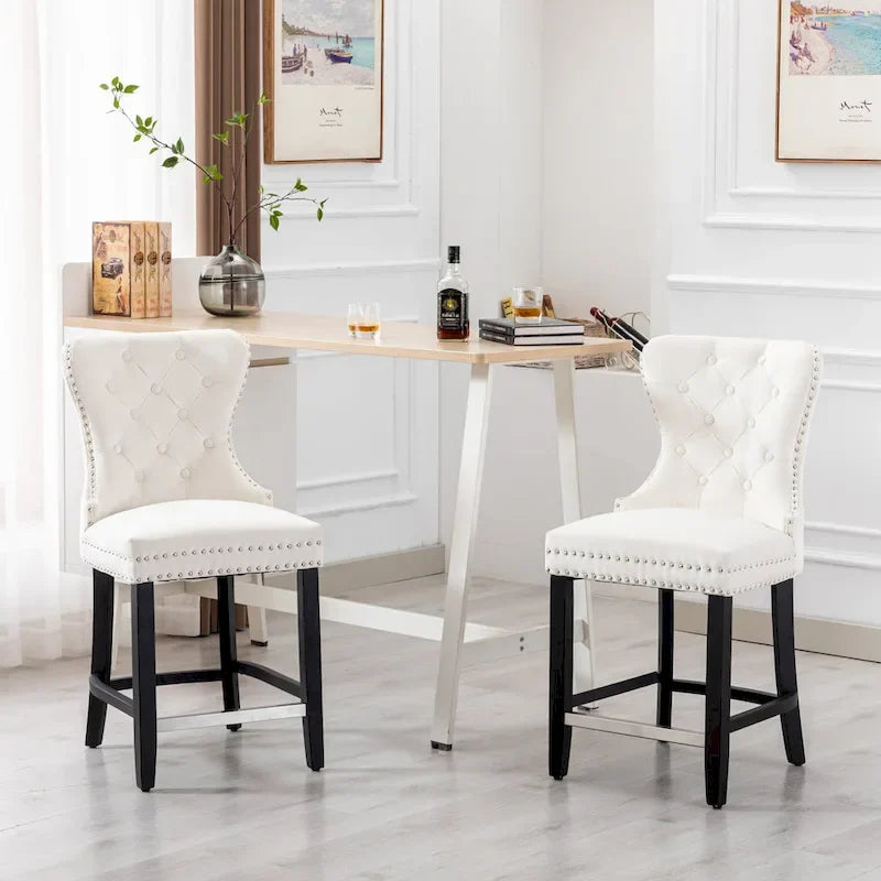 Sgabello da bancone Carter 24 Wingback Tufted Nailhead (set da 2) 33