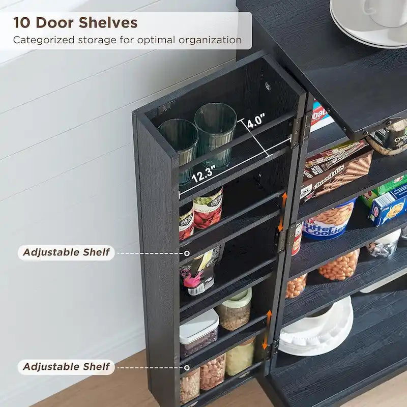 47 Armadietto da Cucina Dispensa, Mobile Contenitore con Ante Scorrevoli Stile Fienile - N/D 17
