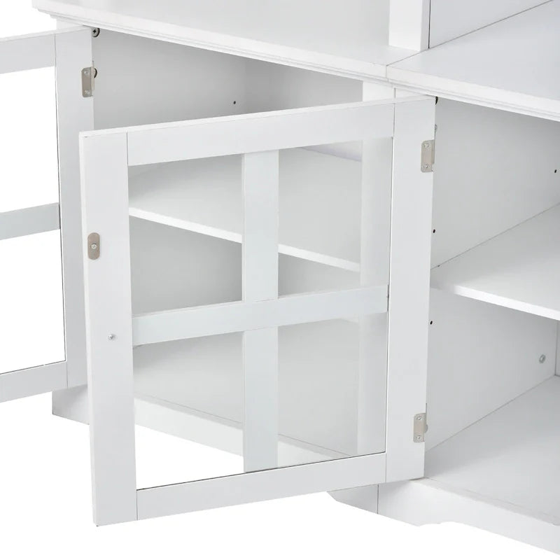 Entertainment Wall Unit with Bridge, Tempered Glass Doors for TVs Up to 70 16