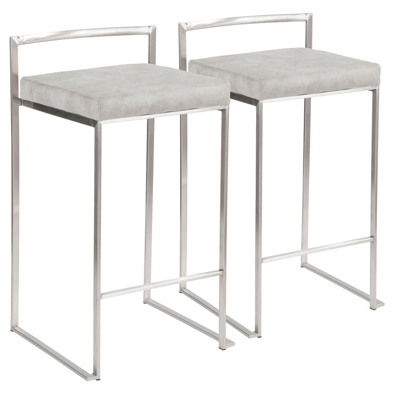 Sgabello da bancone impilabile in acciaio inossidabile completamente saldato Silver Orchid Forrest (set di 2) 12