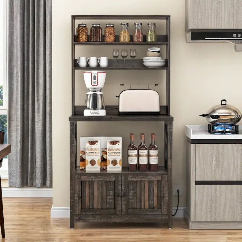 Moasis 5 Tier Kitchen Bakers Rack with Storage Shelves Microwave Oven Stand Kitchen Shelf Organizer 14
