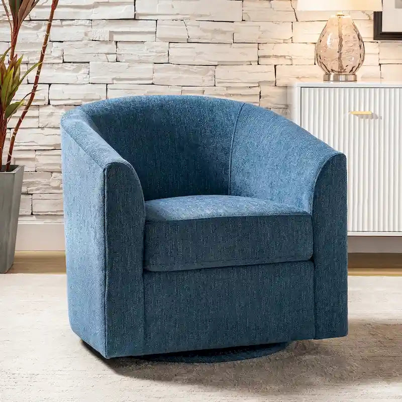 Cuenca Modern Upholstered Barrel Chair with Swivel Base 19