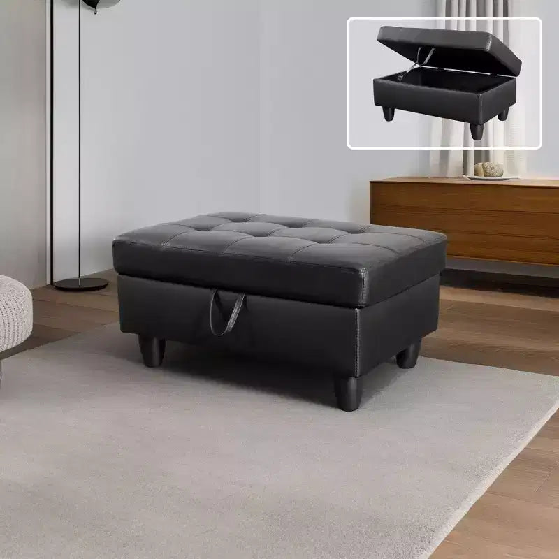 Divano componibile contemporaneo in pelle nera 3