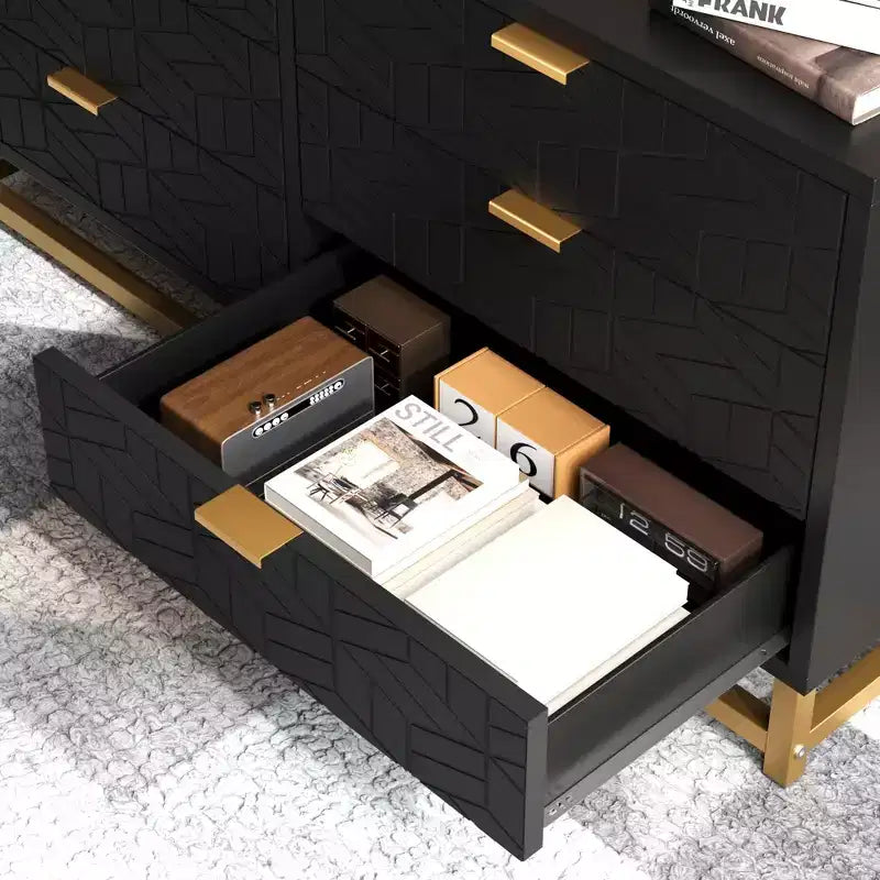 Dresser for Bedroom, 53.5 Large Dresser Organizer, 6 Drawer Dresser with Golden Metal Handle and Legs, Dressers with Drawers 3