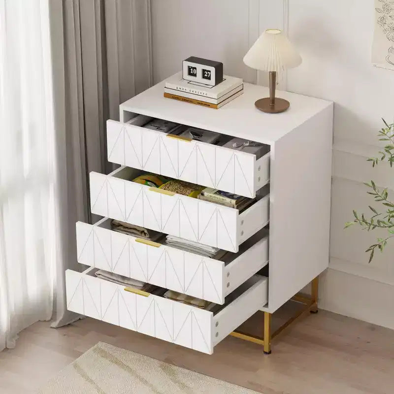 4-Drawer Fabric Dresser for Bedroom, Small Storage Chest with Wood Top, Modern Nightstand End Table 11